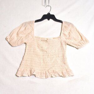 Les Soeurs Women's Crop Top Size Large Smocked Beige